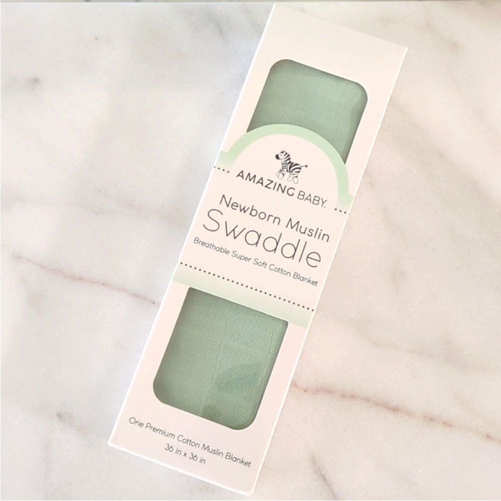 AMAZING BABY Newborn Muslin Green Swaddle Breathable Super Cotton Blanket Gifts‎